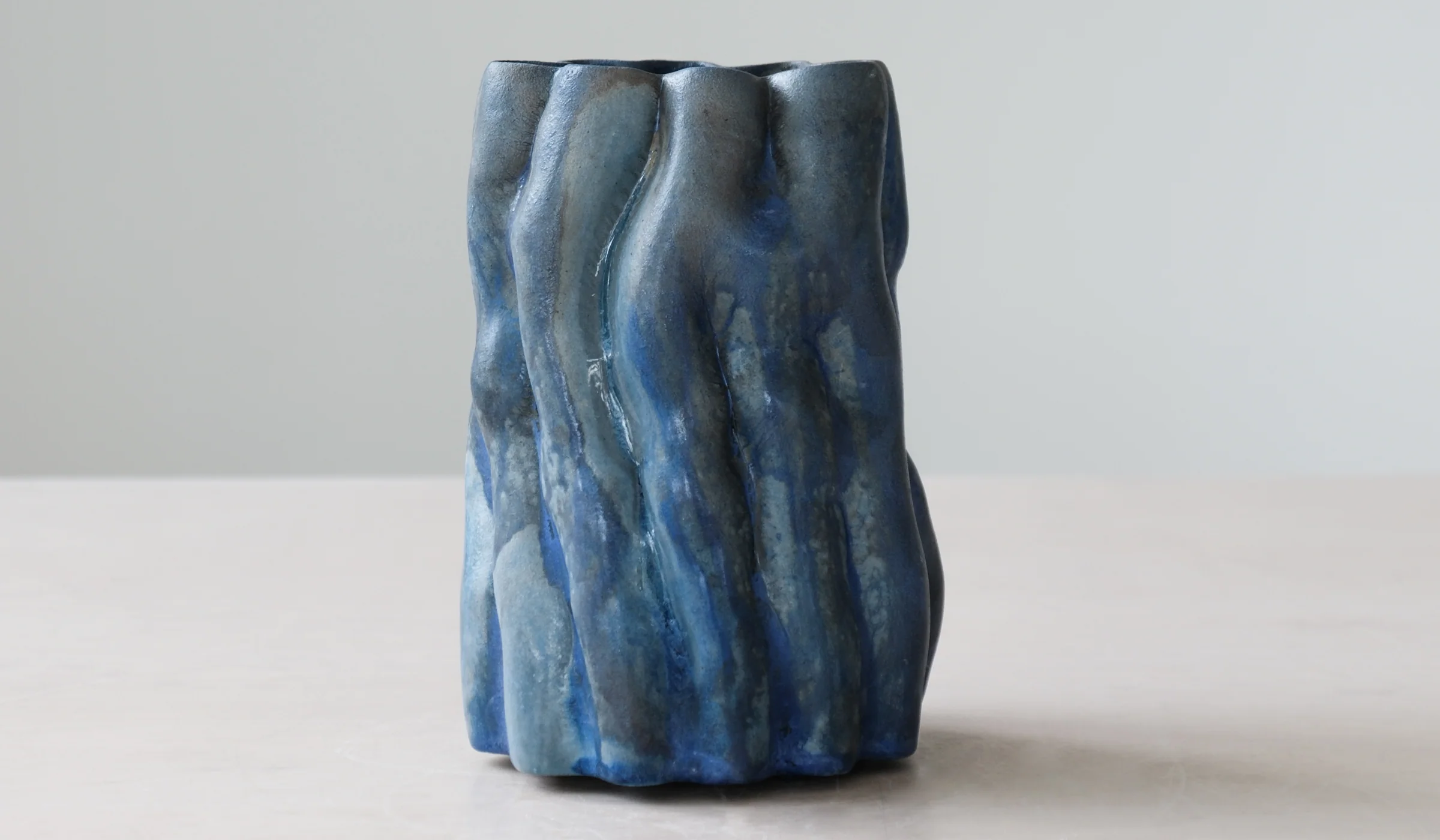 Clair Catillaz Bright Blue Ash Pinch Vessel - Image 2