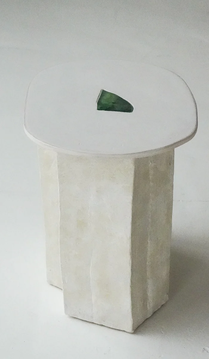 Jordan McDonald Faceted Ceramic Side Table with Green Tile - Image 3