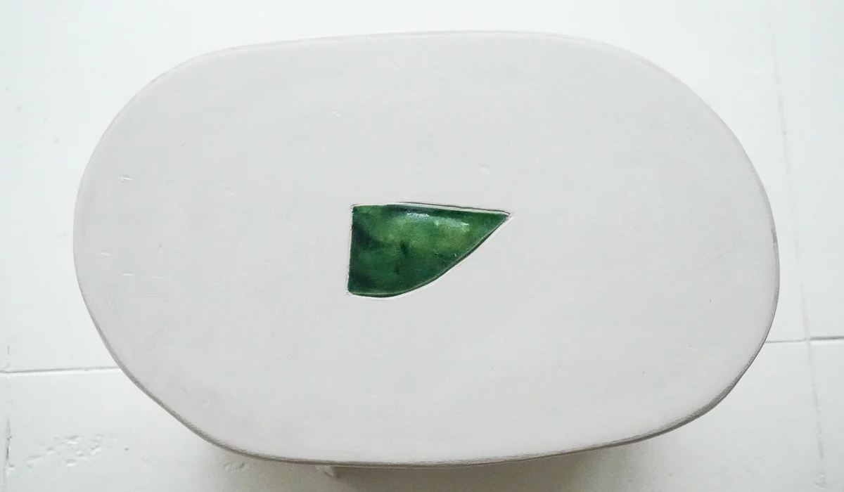 Jordan McDonald Faceted Ceramic Side Table with Green Tile - Image 4
