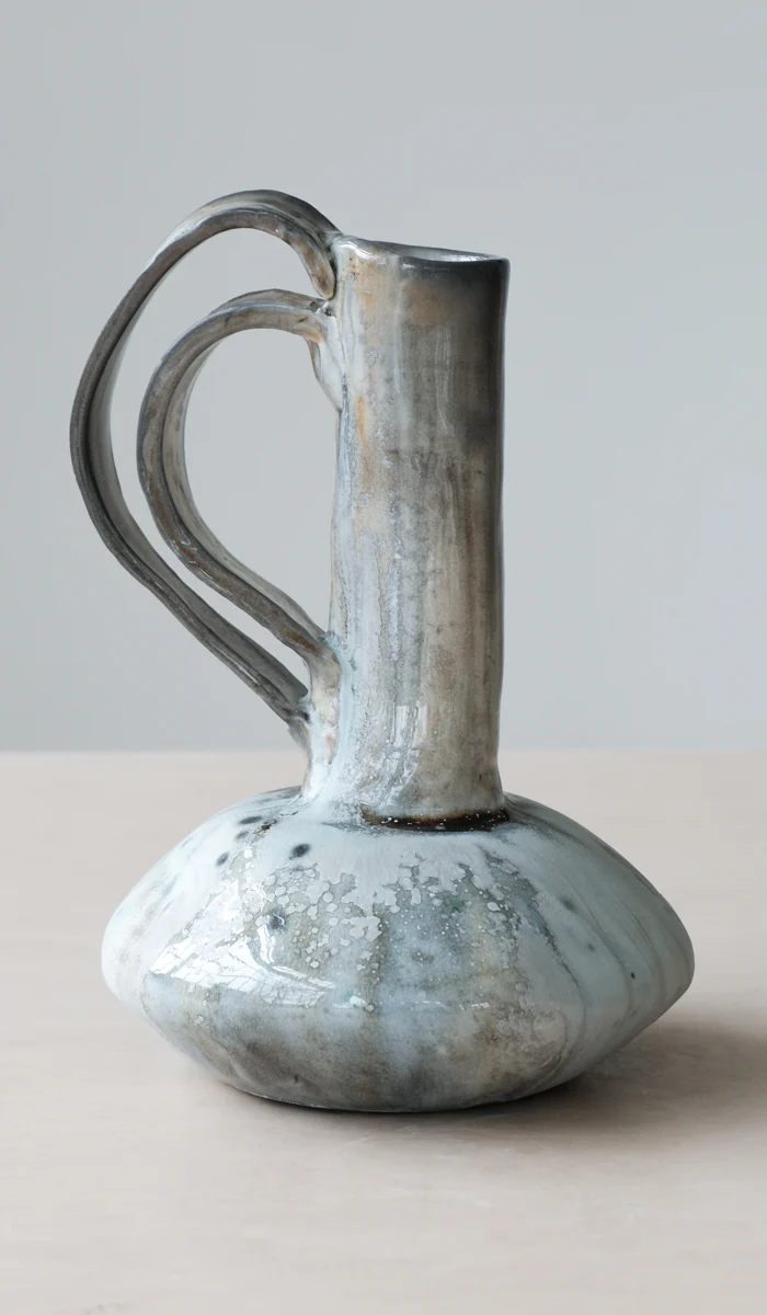 Mondays Soda Fired Bottle Vase with Handle