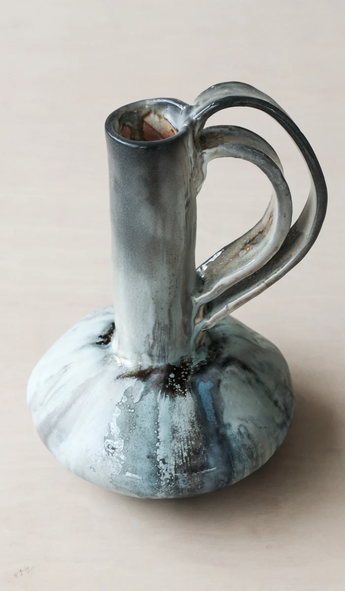 Mondays Soda Fired Bottle Vase with Handle - Image 12
