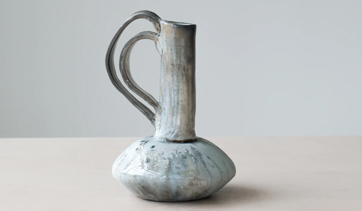 Mondays Soda Fired Bottle Vase with Handle - Image 2