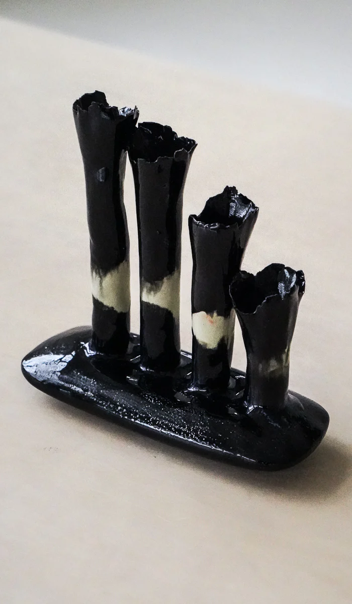 Nathalee Paolinelli Black Oblong Coral Vase No. 9 - Image 3