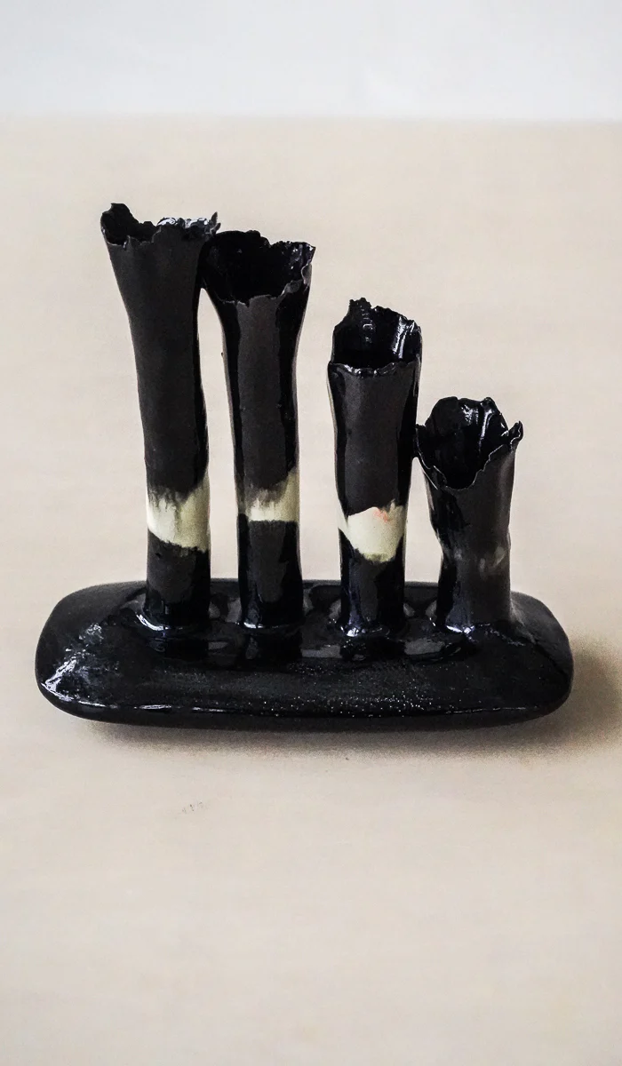 Nathalee Paolinelli Black Oblong Coral Vase No. 9 - Image 5