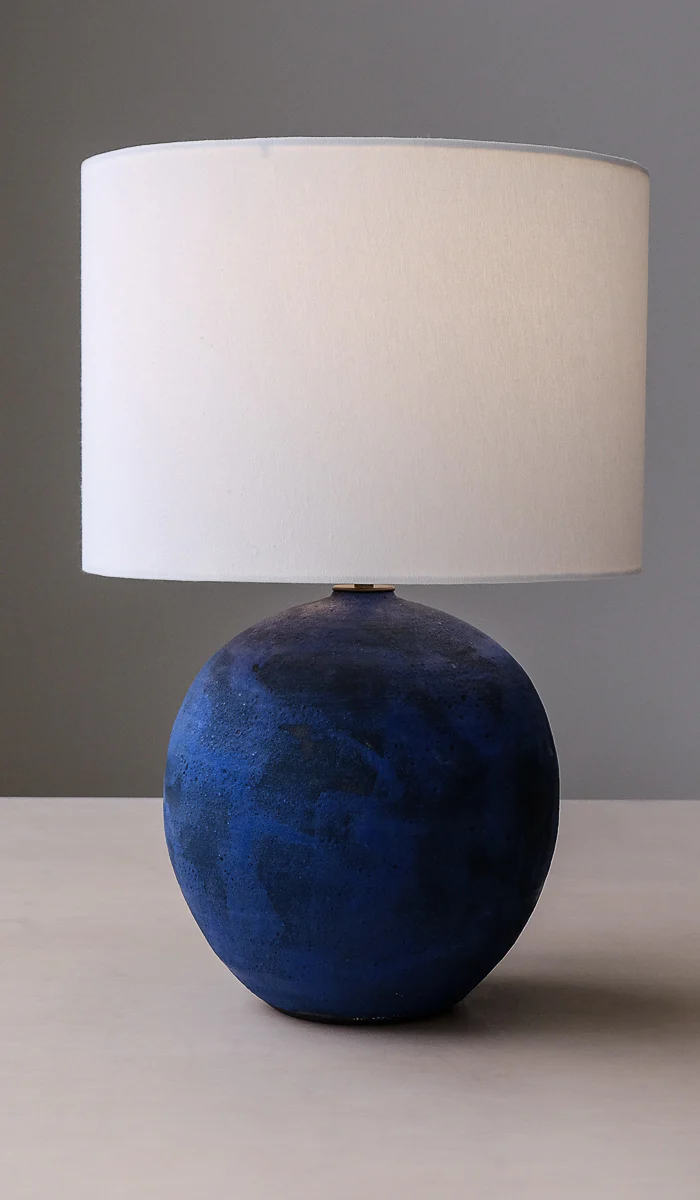 Victoria Morris Brushed Cobalt Large Orb Table Lamp - Image 3