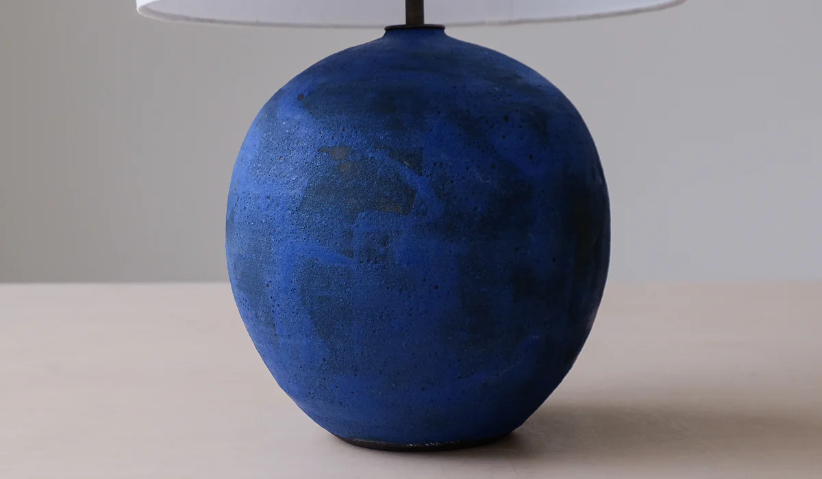 Victoria Morris Brushed Cobalt Large Orb Table Lamp - Image 4