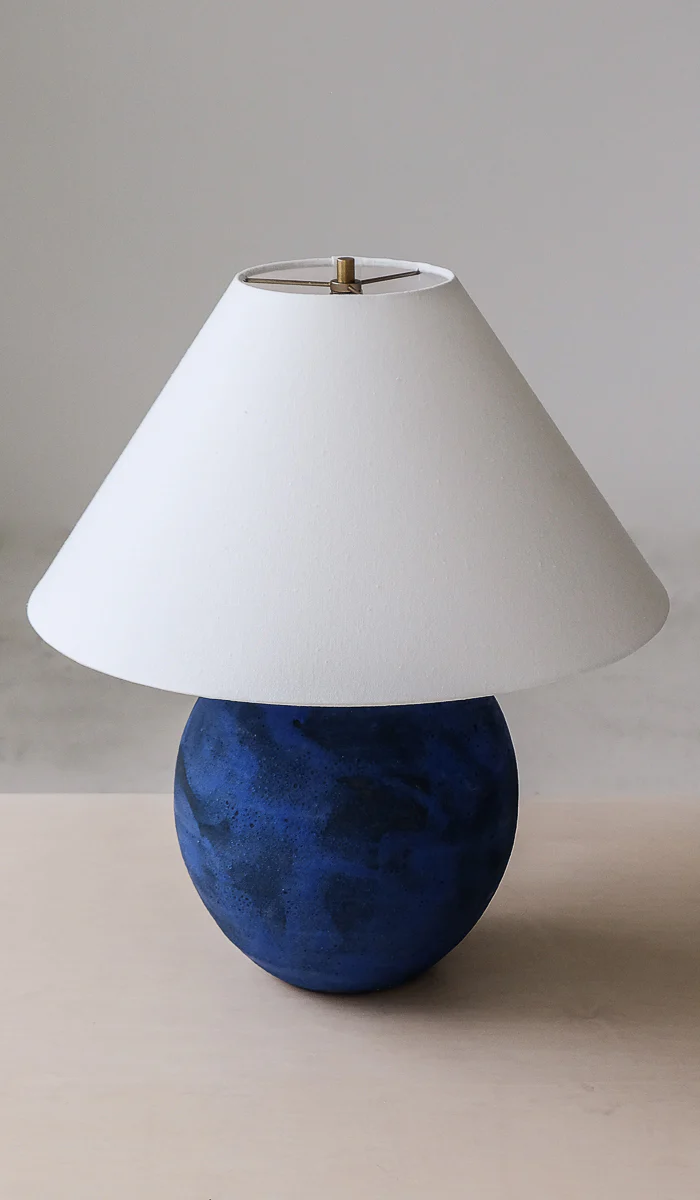 Victoria Morris Brushed Cobalt Large Orb Table Lamp with Empire Shade - Image 3