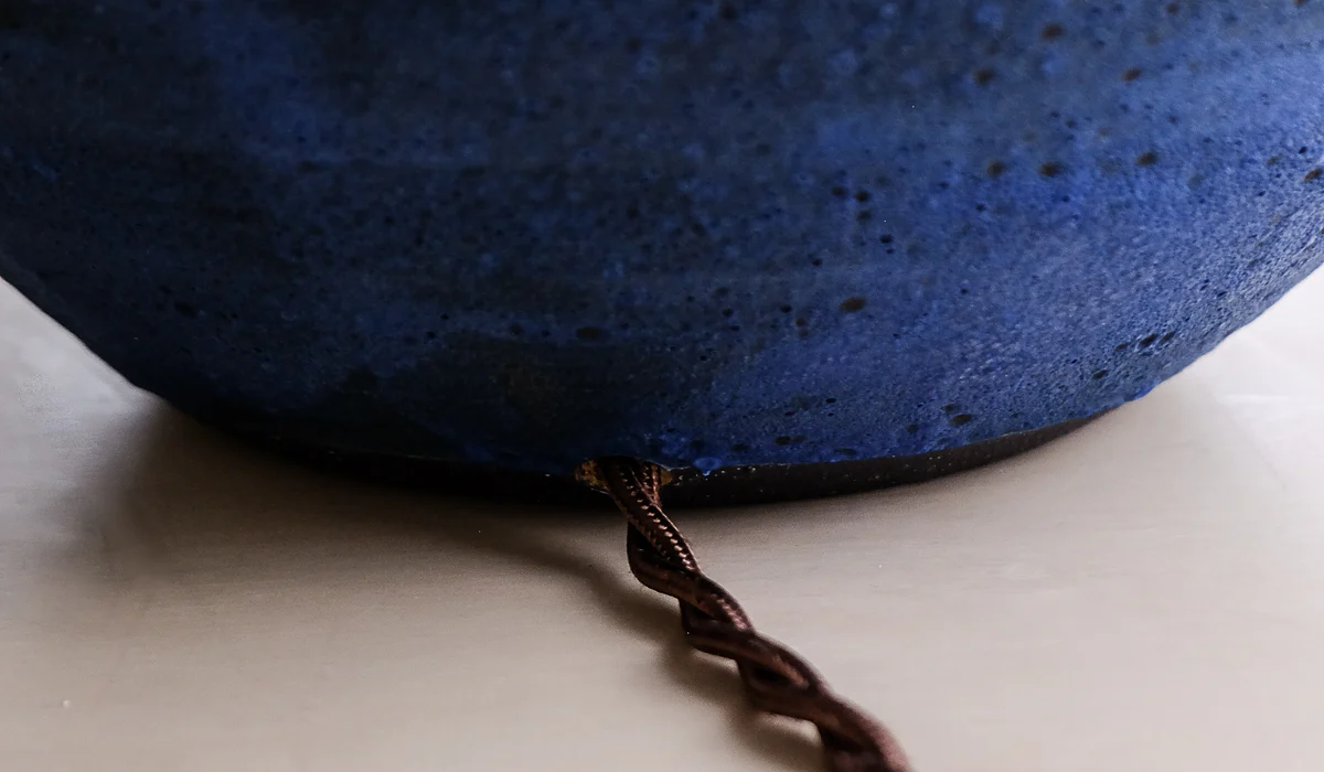 Victoria Morris Brushed Cobalt Large Orb Table Lamp with Empire Shade - Image 4